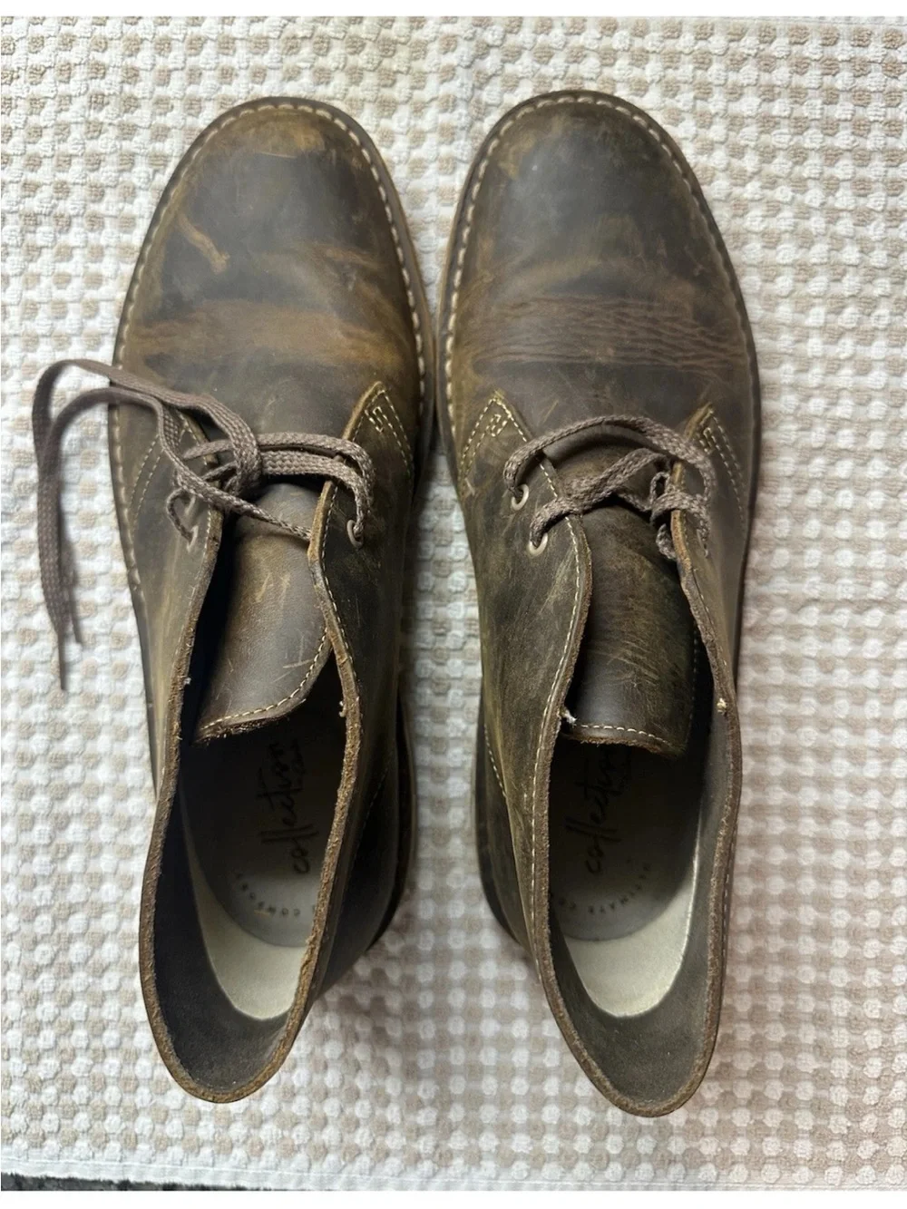 Clarks Men’s Brown Leather Shepton Chukka Ankle Boots Lace-Up Round Toe US 8.5 M